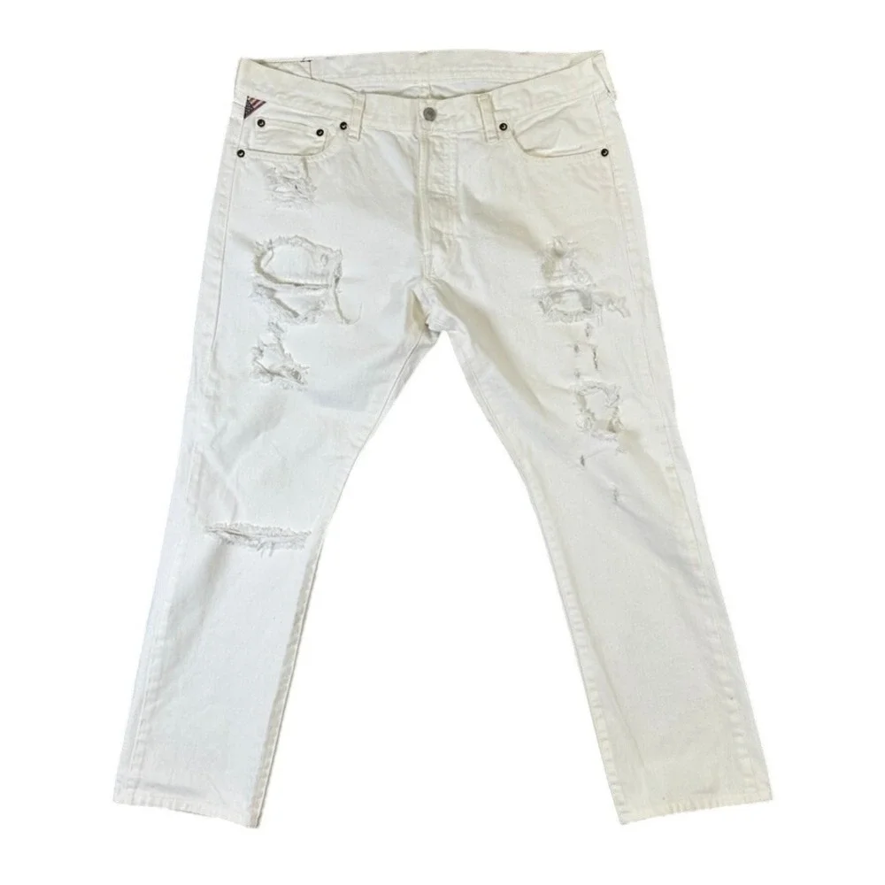 Denim & Supply Ralph Lauren Prospect Slim White Distressed Jeans 38/30 Mens